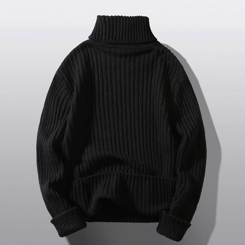 Herren nan strukturierter Rollkragenpullover mit diagonaler Rippstruktur und schlanker Passform EB