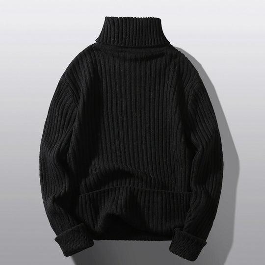 Herren nan strukturierter Rollkragenpullover mit diagonaler Rippstruktur und schlanker Passform EB