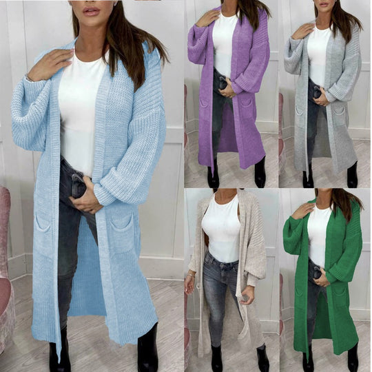 Damen Strickmantel mit tiefen Taschen und modernen Details EB