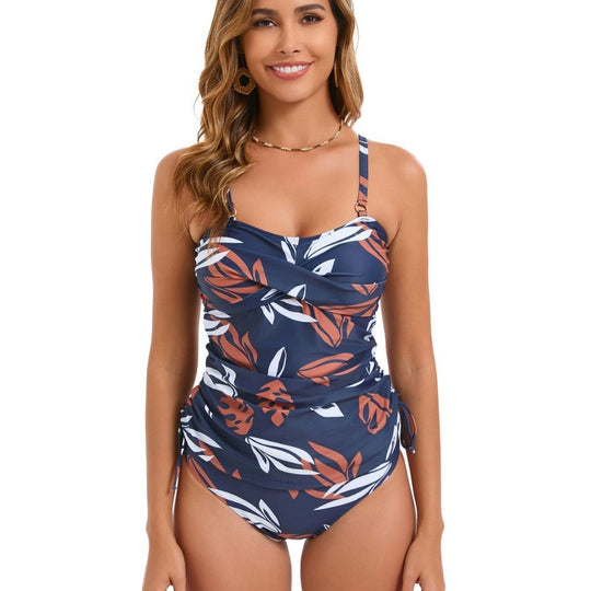 Damen Tankini mit raffinierten Raffungselementen und floralem Design EB