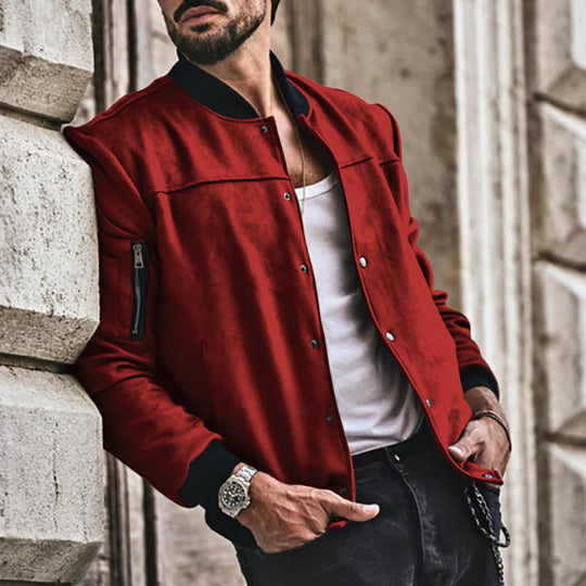 Herren sportliche Collegejacke mit seitlichen Reißverschlusstaschen EB