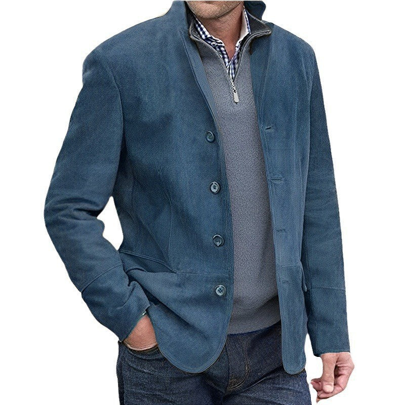 Herren Sakkojacke aus Wildlederoptik mit Stehkragen EB