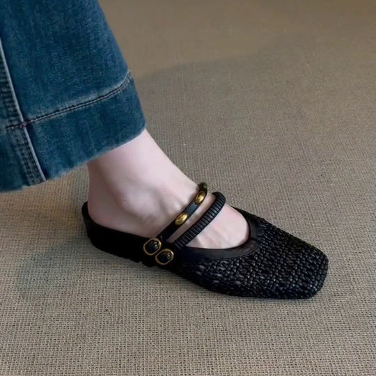 Damen elegante Sling-Pantoletten mit dekorativen Riemen und komfortablem Fußbett EB