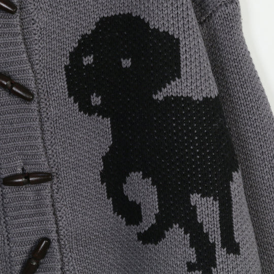 Damen Strickjacke mit verspielten Tiermotiven und Knopfdetaillierung EB