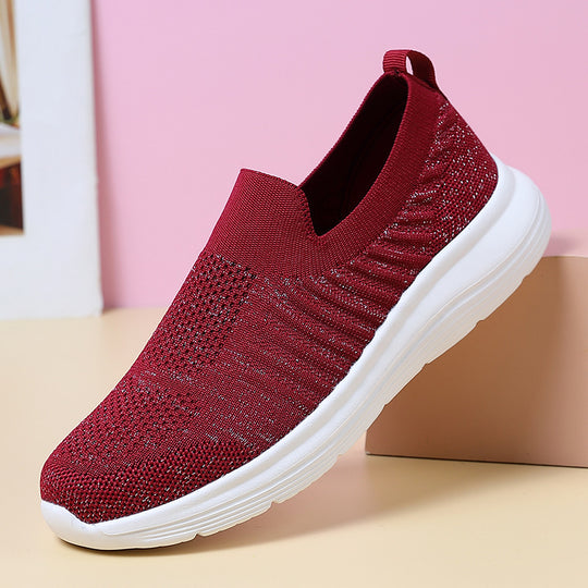 Damen nan atmungsaktiver Strick-Slipper mit viskoelastischer Innensohle und flexibler Gummilaufsohle EB