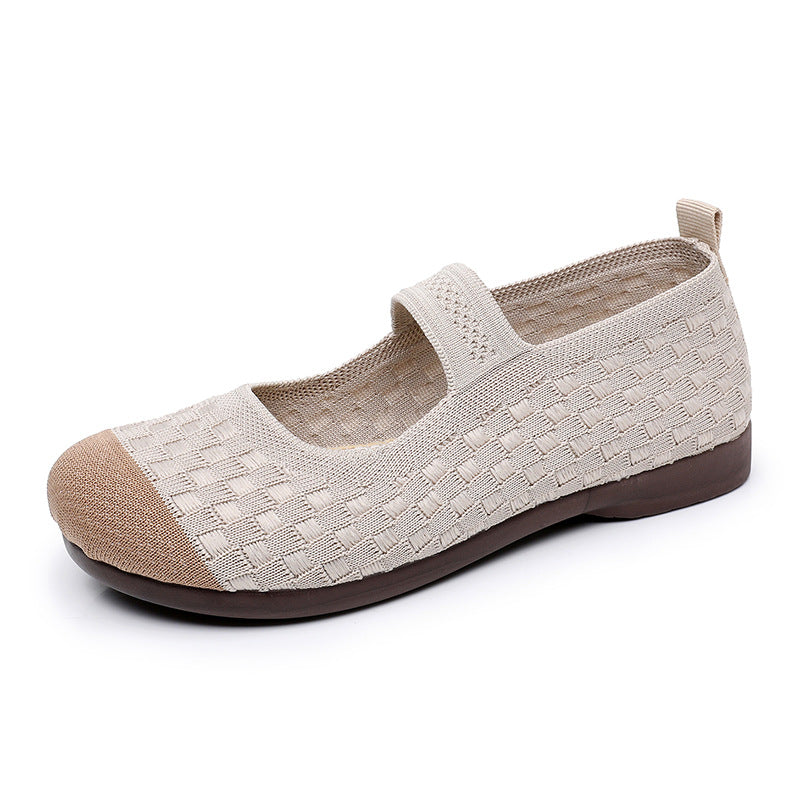Damen Bequeme Ballerinas mit flexiblem Gummiband und atmungsaktivem Obermaterial EB