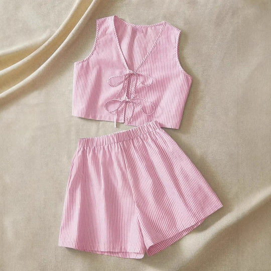 Damen Lounge-Wear Set mit Raffung und Rückenschnürung EB