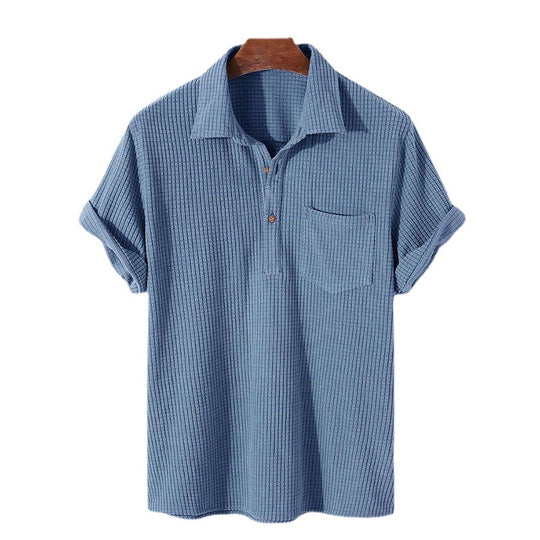 Herren Kurzarm Henley-Shirt mit strukturiertem Stoff und praktischer Brusttasche EB