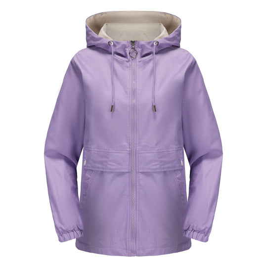 Damen nan leichter wasserabweisender Kapuzenparka mit Tunnelzug, Ringzipper und verdeckter Druckknopfleiste EB
