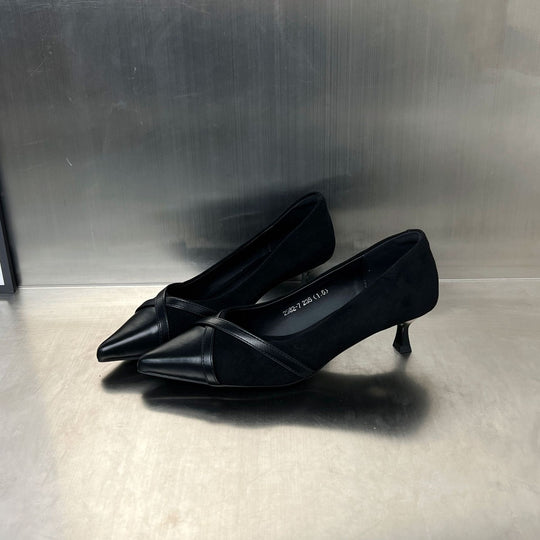 Damen elegante Pumps mit feiner Lederkombination und komfortablem Absatz EB