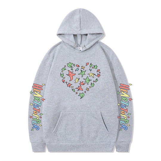 Damen Kapuzenpullover mit kreativem Herz- und Blattmotiv EB