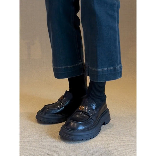 Damen Modische Mokassins mit robustem Plateau EB