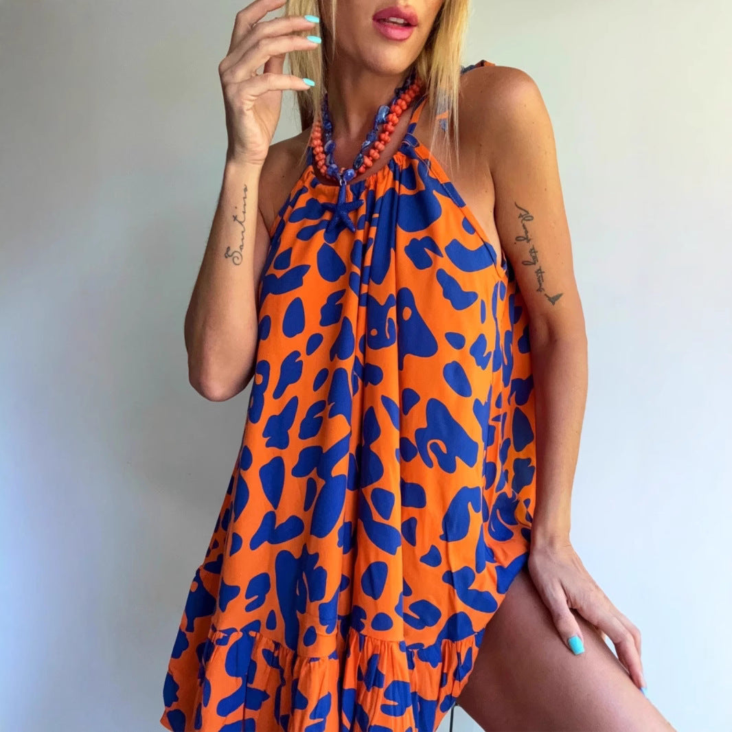 Damen Luftiges Sommerkleid mit asymmetrischem Saum und voluminösen Falten EB