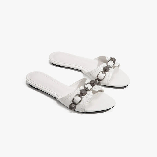 Damen modische Pantoletten mit elegantem Kettendetail EB
