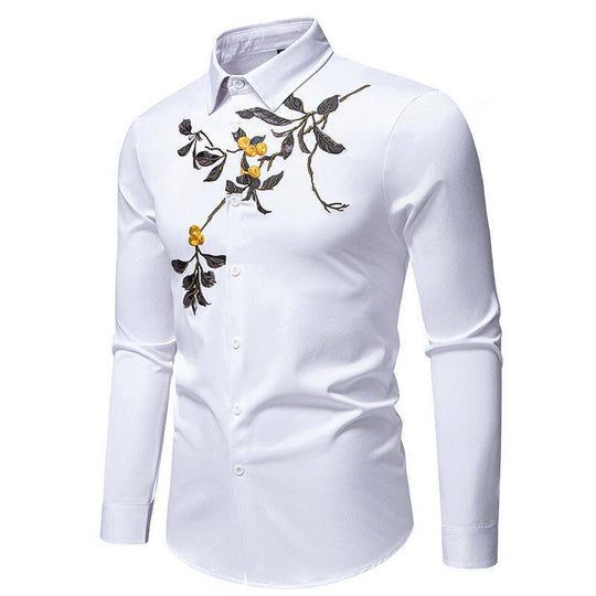 Herren Elegant besticktes Langarmhemd EB