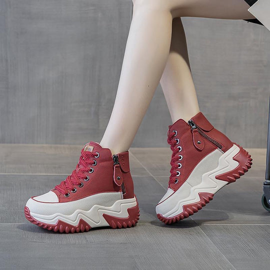 Damen hohe Sneaker mit modischem Reißverschluss und sportlicher Sohle EB