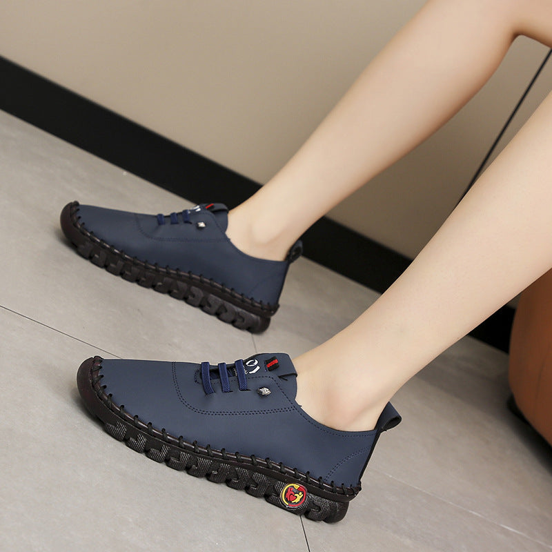Damen  leichte Freizeit‑Sneaker mit handgenähter Rahmennaht, elastischem Schnürsystem und profilierter Gummisohle EB