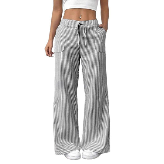 Damen weite Freizeithose mit Gürtel und praktischen Taschen EB