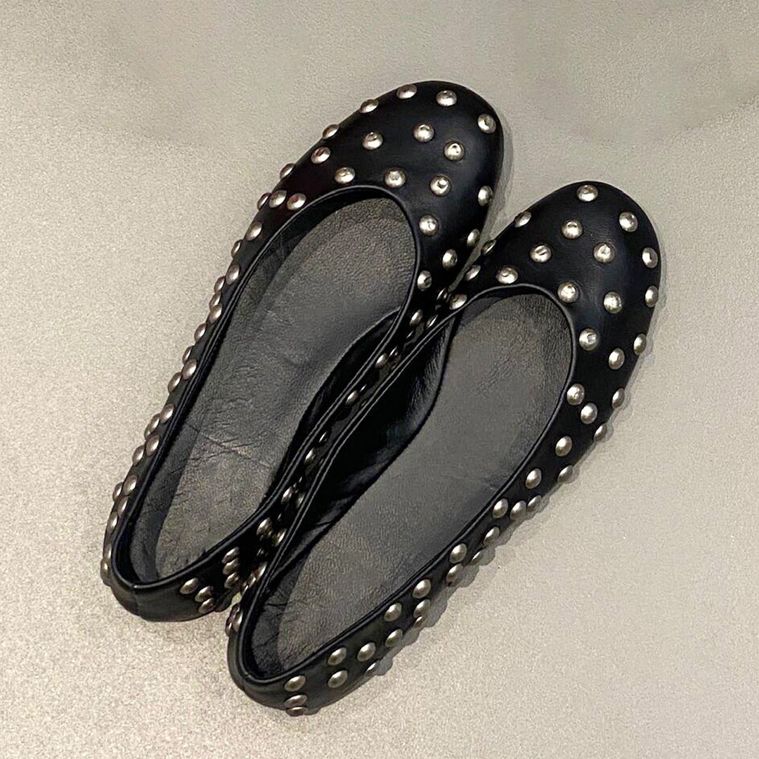 Damen elegante Ballerinas mit auffälligem Nietenbesatz EB