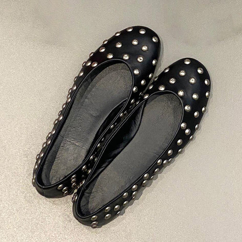 Damen elegante Ballerinas mit auffälligem Nietenbesatz EB