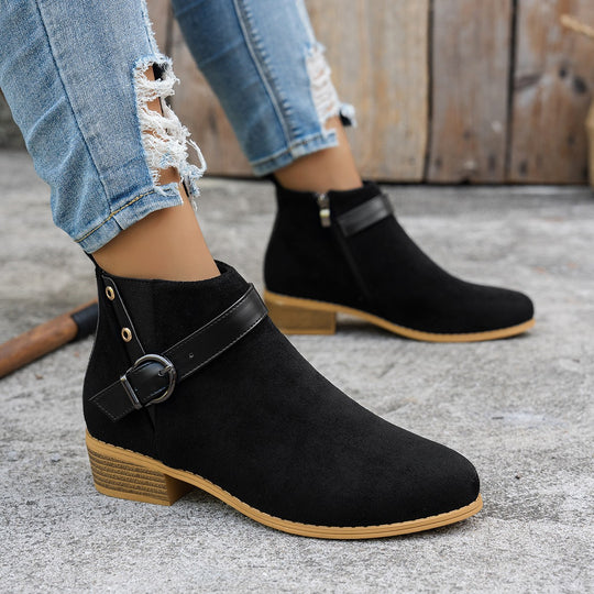 Damen modische Stiefeletten mit elegantem Riemen und rutschfester Sohle EB