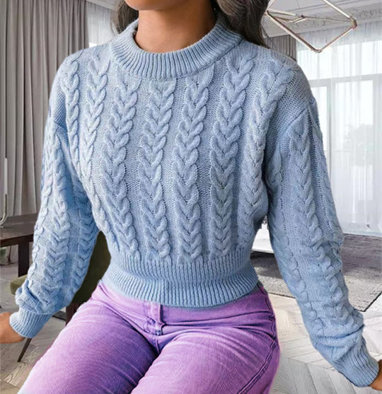 Damen Strickpullover mit Zopfmuster EB