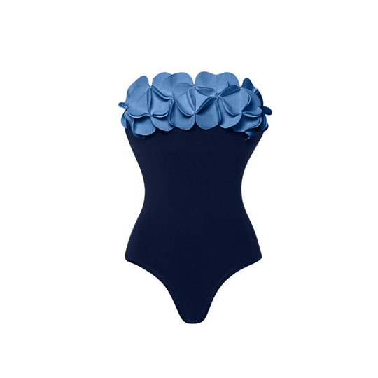 Damen Schwimmanzug mit asymmetrischem Schnitt und floralen Applikationen EB