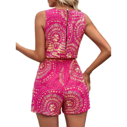 Damen Kurzoverall mit kreativen Printdetails und elastischem Bund EB
