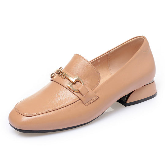 Damen Mokassins mit eleganter Schnallenverzierung und komfortablem Blockabsatz EB