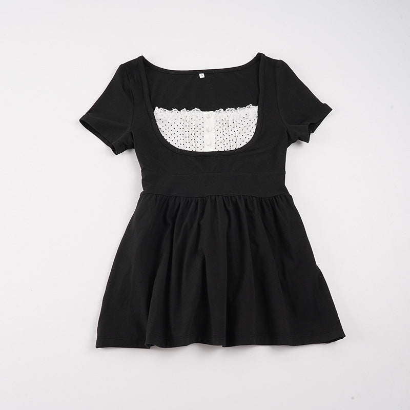 Damen Elegantes Minikleid mit Herz-Ausschnitt und verspieltem Rüschendesign EB