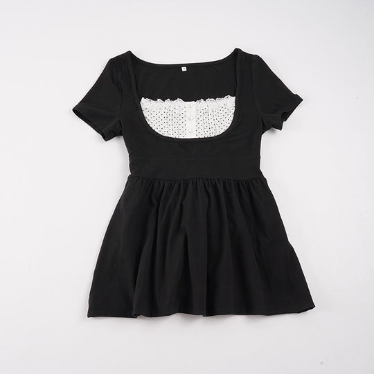 Damen Elegantes Minikleid mit Herz-Ausschnitt und verspieltem Rüschendesign EB