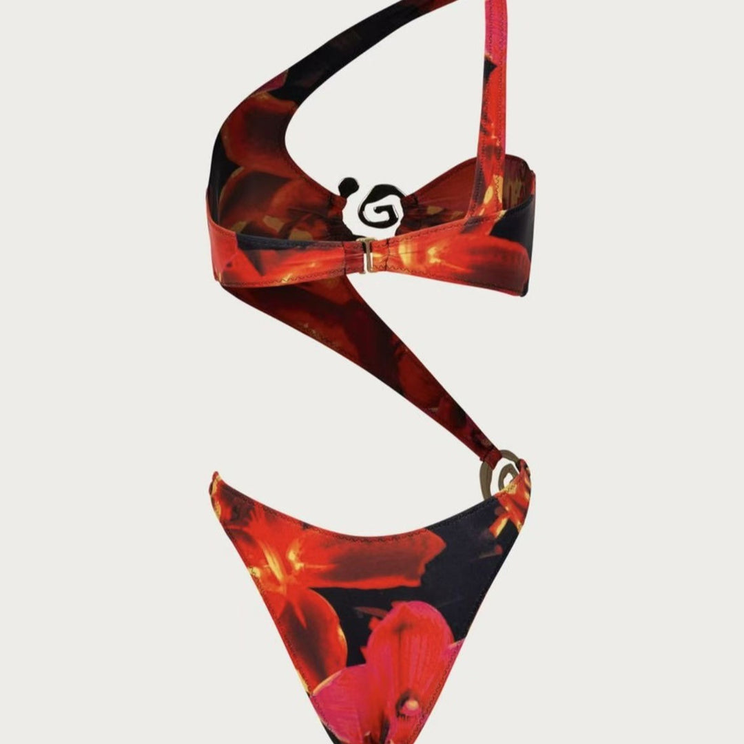 Damen Triangel-Bikini mit raffiniertem Schnitt und goldenen Akzenten EB
