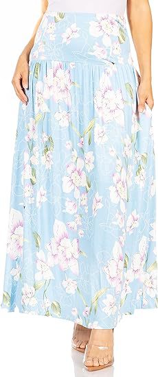 Damen Maxi-Rock mit elastischem Bund und Taschen EB