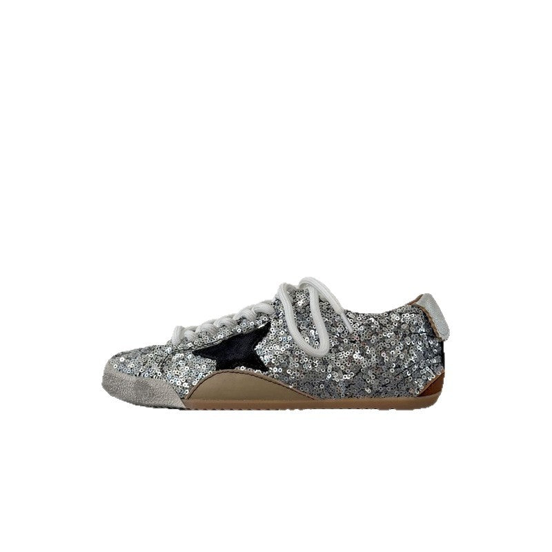Damen Sneakers mit glitzerndem Design und kontrastierenden Schnürsenkeln EB