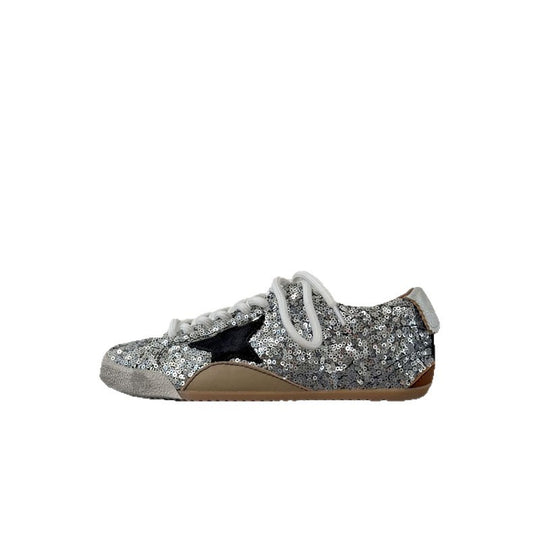 Damen Sneakers mit glitzerndem Design und kontrastierenden Schnürsenkeln EB