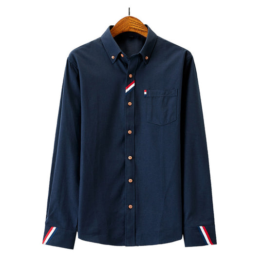 Herren nan modernes Oxford-Hemd mit Button-Down-Kragen, Brusttasche und dezenter Streifenverzierung EB