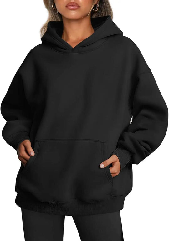 Damen nan oversized Kapuzenpullover mit verlängerter Silhouette und Kängurutasche EB