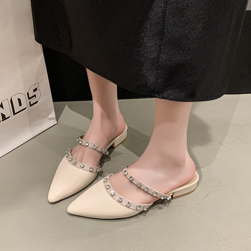 Damen Elegante Mules mit glitzernden Schmuckdetails EB