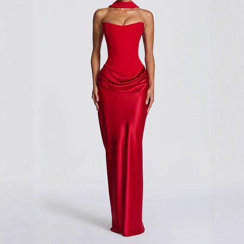 Damen Elegantes Langarm-Maxikleid mit raffinierten Drapierungen EB