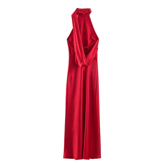 Damen Lange Abendrobe mit elegantem Kragen und Spitzenakzenten EB