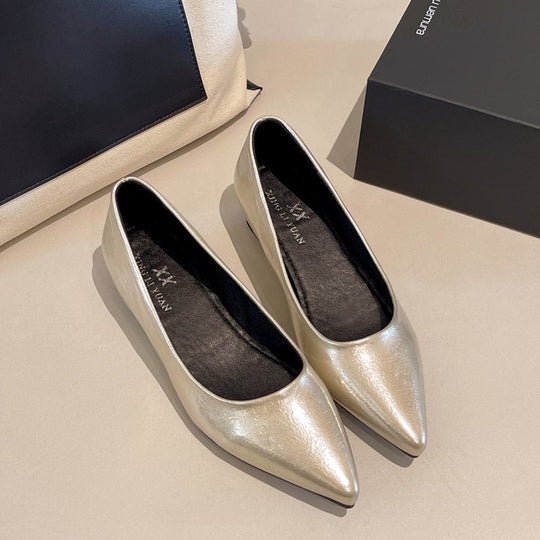 Damen modische spitze Ballerinas aus hochwertigem Leder EB