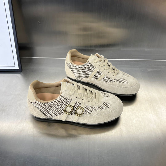 Damen Sportliche Sneakers mit elegantem Geflecht und modischem Schnallenverschluss EB