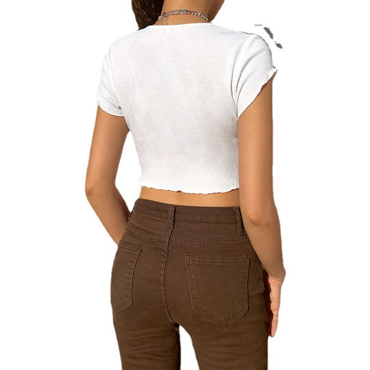 Damen Cropped Top mit kreativem Schmetterlingsdesign EB