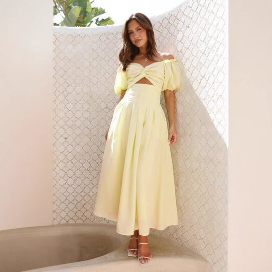 Damen Maxikleid mit innovativem Cut-out Design und seitlichen Taschen EB