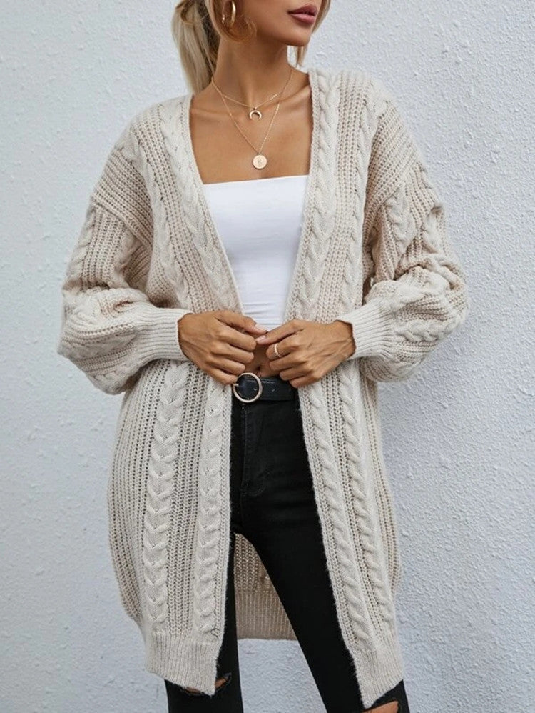 Damen Grobstrickjacke mit tiefem V-Ausschnitt und lässigem Schnitt EB