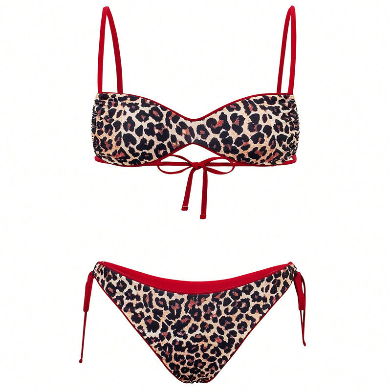 Damen Push-Up Bikini mit elegantem Animal-Print und verstellbaren Trägern EB