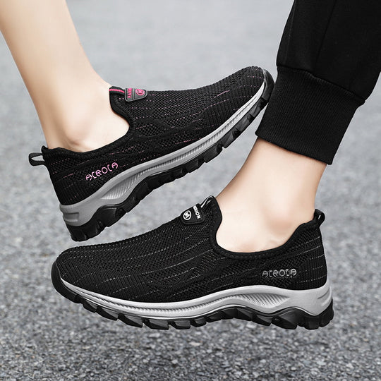 Damen Sportliche Slip-On Schnürschuhe mit atmungsaktiver Oberflächenstruktur und dämpfender Sohle EB