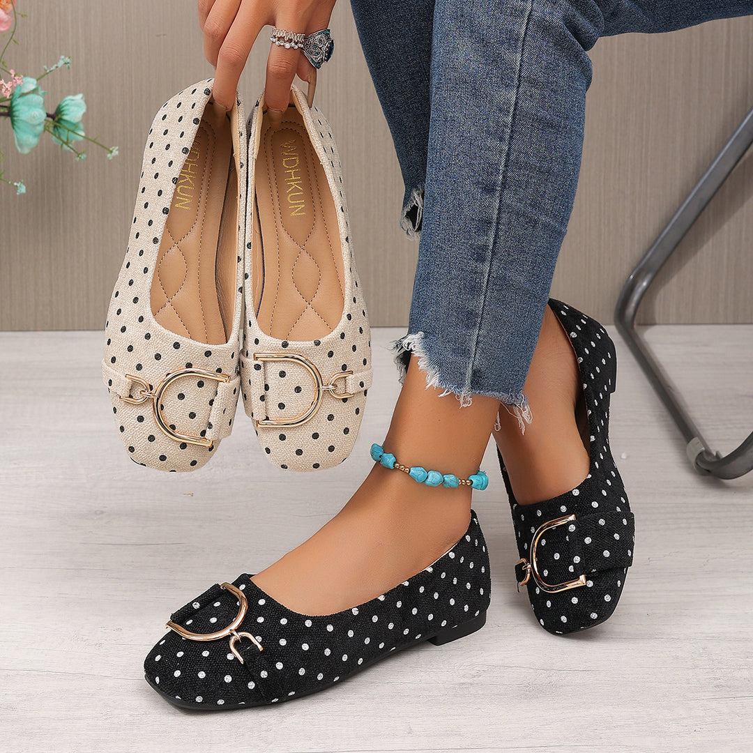 Damen Ballerinas mit Glitzerakzenten und modischem Punktedesign EB