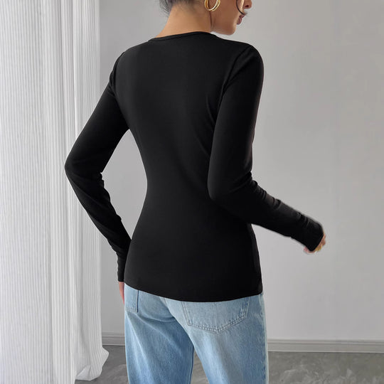 Damen Elegantes Langarm-Bodysuit mit raffinierten Ausschnitten EB