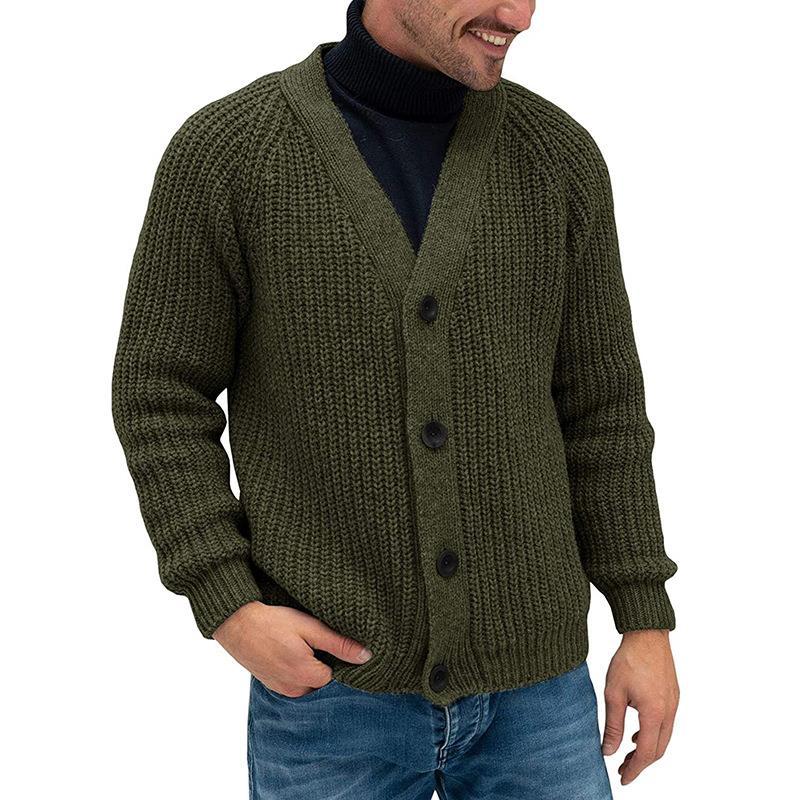 Herren Grobstrickjacke mit Knopfleiste EB